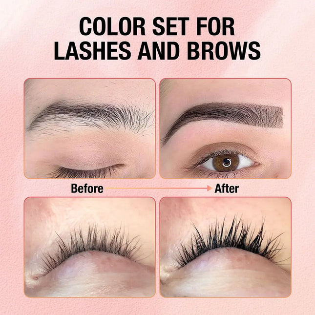 Gollee Classic Black Natural Lash and brow Tinting Set Lasting Waterproof Eyelash Fast Tint Kit Enhancers Easy Dye Makeup Tools