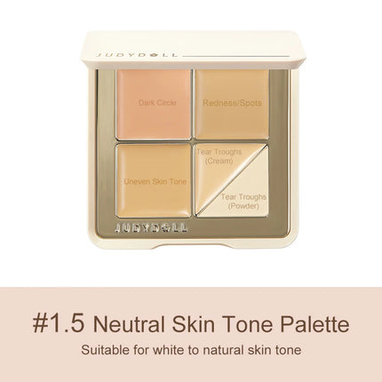 Judydoll 5-Color Concealer Palette, Salmon Tone for Dark Circles & Spots, Brightening & Perfecting Face, Smooth Coverage