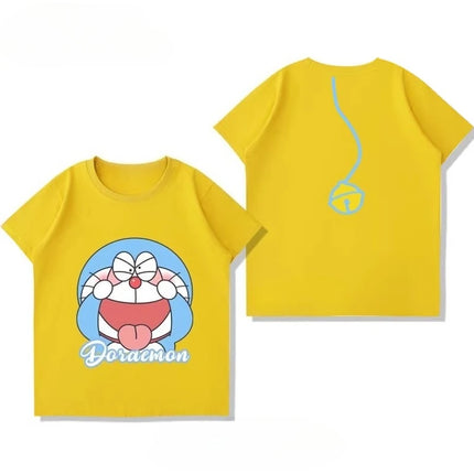 Potdemiel Summer New Doraemon Children's Pure Cotton T-Shirt, Boys and Girls Tops, Comfortable and Breathable Children's T-Shirt