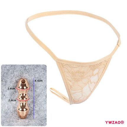 YWZAO Lace Skin-toned Underwear Ass Butt Plug Lingerie Toys For Invisible Dildo Anus Anal Fisting Ladies Thong Panties Adult N27