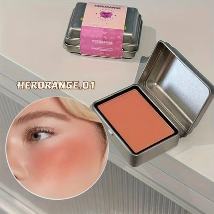 Herorange 6-Color Tinplate Blush Palette, Matte and Shimmer, Low Saturation, Waterproof and Long-Lasting, Easy to Apply