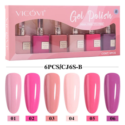 6PCS Nail Polish Not Set New Years Semi Permanent Hybrid Black Red Color Gel Polish Valentine's Popular Christmas Solid Color