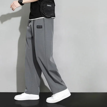 Trousers Straight Plain Wide Leg Draped Thin Male Sports Pants Summer Sport Slacks Xxl Jogger Big Tall Man Men's Sweatpants