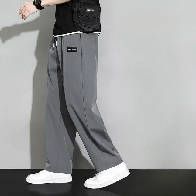 Trousers Straight Plain Wide Leg Draped Thin Male Sports Pants Summer Sport Slacks Xxl Jogger Big Tall Man Men's Sweatpants