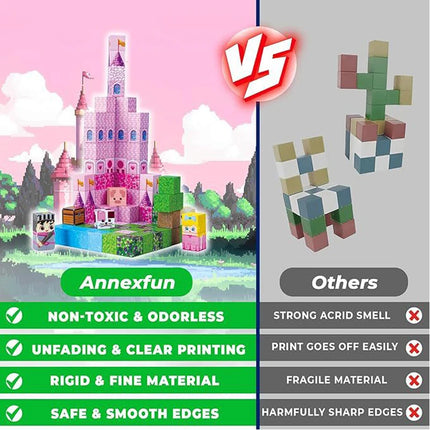 Magnetic Building Blocks Mine World Magnet Cube Set STEM Montessori Sensory Toy for Kids Boys Girls Ages 3+ DIY Model Children