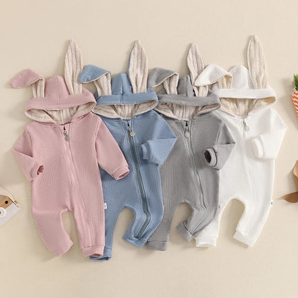 Newborn Baby Romper Jumpsuit, Autumn/Spring Casual Cute Rabbit Ears Long Sleeves Bodysuit 0-24M
