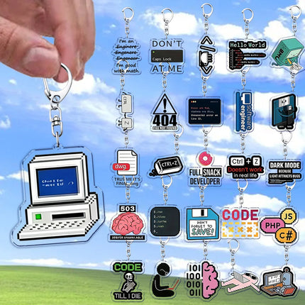 Funny XP 98 Window 10 Computer Keychains for Accessories Bag Charm Programmer Keyrings Jewelry Friends Birthday Gifts
