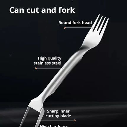 1pc Multi-purpose Portable 2In1 Watermelon Fork Slicer Watermelon Slicer Cutter Knife Stainless Steel Kitchen Fruit Cutting Fork