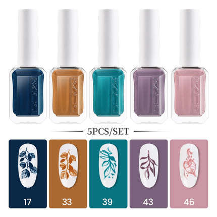 11ml Nail Stamping Polish Set Gold Silver Black White Nail Art Printing Varnish for Nail Stamp Plate Design Manicure Paint Oil