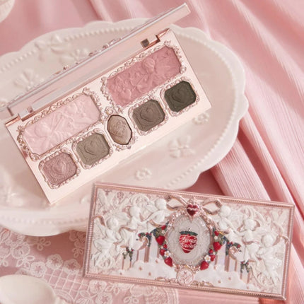 Flower Knows Strawberry Cupid Collection Matte Glitter Shimmer Eyeshadow Face Palette Highlight Blush Makeup Palette
