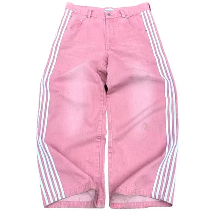 Retro Men's Y2K Baggy Jeans Camouflage Embroidered Striped Harajuku Sweatpants Women Hip Hop Streetwear Camo Wide Leg Denim Pant