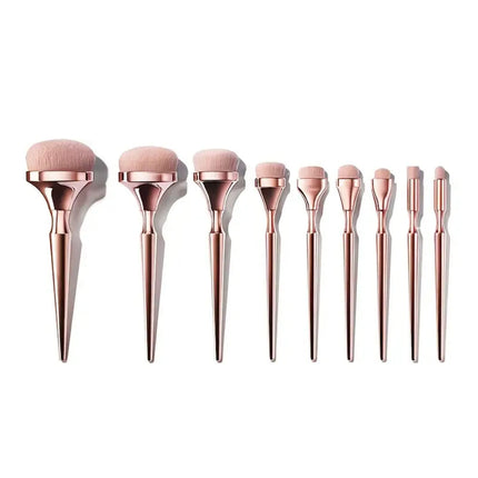 9pcs Rose Gold Makeup Brush Set Eyeshadow Blush Highlighter Foundation Concealer Blending Brush Fluffy Women Beauty Tool