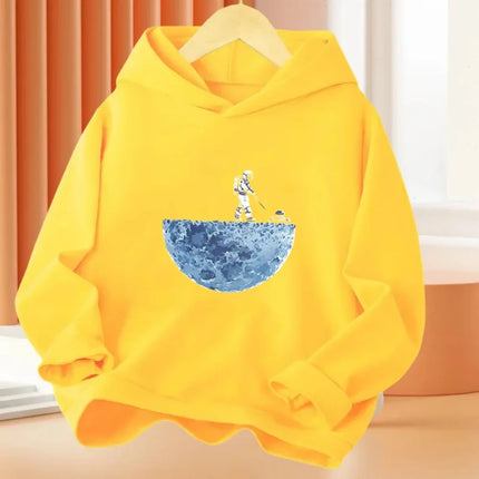 Autumn Astronaut Pattern Print Children Hoodies Kid Fleece Long Sleeves Sweatshirt Comfortable Boy Casual Fashion Sport Pullover