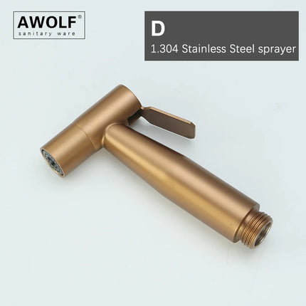 Handheld Toilet Bidet Sprayer Head Brushed Rose Gold Stainless Steel Bathroom Shattaf System Douche Kit AP2354