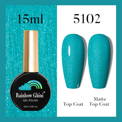 Rainbow Ghini 37Color Base Coat TPO/HEMA Free 15ml Fine Glitter Gel Polish For Manicure Nails Semipermanent Art Nail Supplies