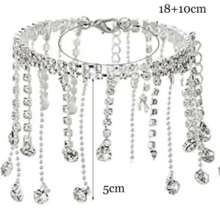 CUIER 1PC Rhinestone Tassel  Anklet Chain Jewelry for Women Anklet Jewelry for Beach