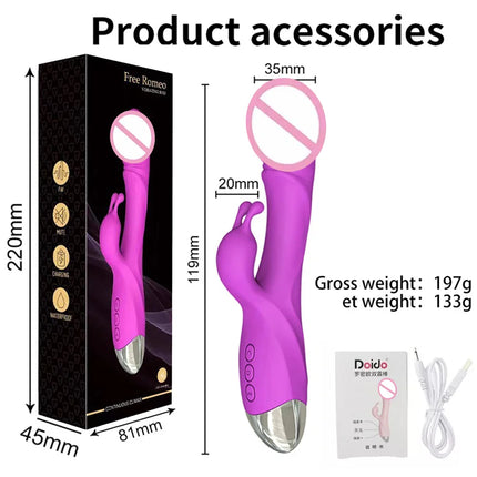 Rabbit Vibrator for Women Powerful G Spot Female Clit Stimulator Vagina Nipple Massage Dildo Female Masturbator Adults Sex Toy