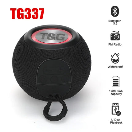 TG337 Bluetooth Speaker Portable TWS Wireless Mini Bass Boombox LED Loudspeaker Outdoor Music Player Support BT AUX FM TF