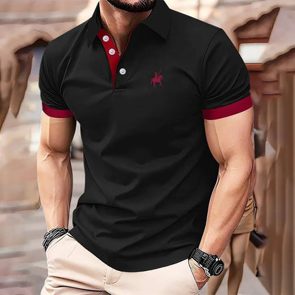 New men's T-shirt, classic short-sleeved Polo shirt, summer top, casual T-shirt, button-down lapel, oversized S-2XL casual Polo