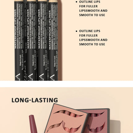 Rozza Waterproof Lip Liner Pencil Set, Weightless Precise Liner with Super Soft Blendable Texture Matte Soft