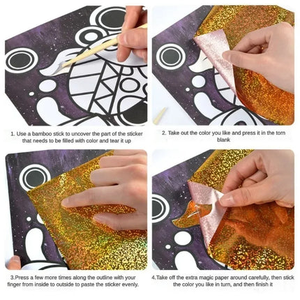 1Set DIY Cartoon Magic Transfer Painting Crafts for Kids Arts and Crafts Toys Children Creative Educational Learning Drawing Toy