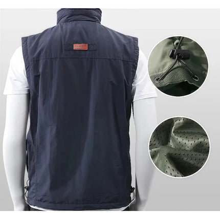 Men's Quick Dry Thin Casual Vest Lightweight Breathable Outdoor Fishing Photography Multi-Pocket Comfortable Vest Top