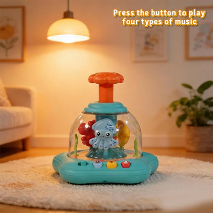Marine Animal Push Toy, Rotatable Dome with Buttons, Musical Learning, Baby Playtime Educational Gift.