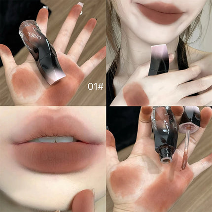 QIBEST 1PC Sexy Red Women's Lipstick Long Lasting Waterproof Liquid Lipstick Matte Lip Mud Non-Stick Cup Lip Gloss Tint Makeup