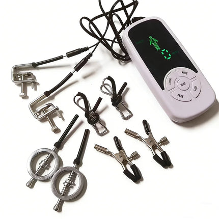 Metal Nipples Clips 6 Modes Electric Shock Labium Clamps Clitoris Stimulation Sex Toys for Women Men Couples Flirting Games