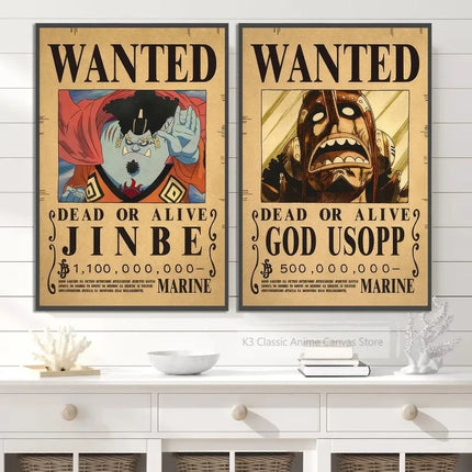 One Piece Canvas Poster Bounty Order Luffy Wallpapr Ace Figures Nami Home Decoration Painting Anime Zoro Wall Art Sanji