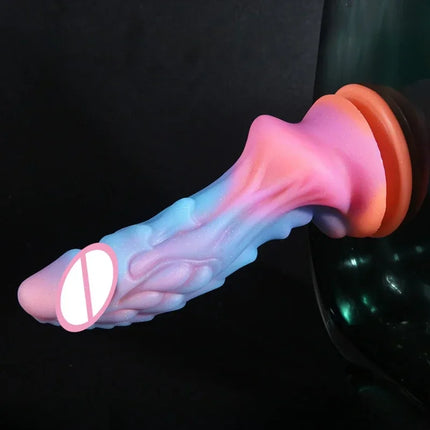 New Luminous Dildos Colourful Glowing Huge Penis G-spot Anal Butt Plug  Shaped Dragon Monster Dildo with Suction Cup Women Toys
