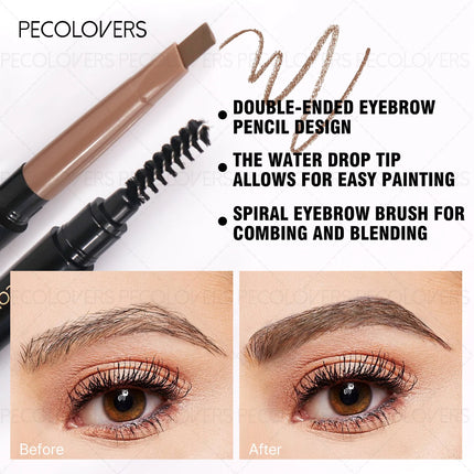Smooth No Blooming Brown Eyebrow Pencil Double Headed Triangle Natural Long Lasting Eyebrow Pencil Makeup Cosmetics