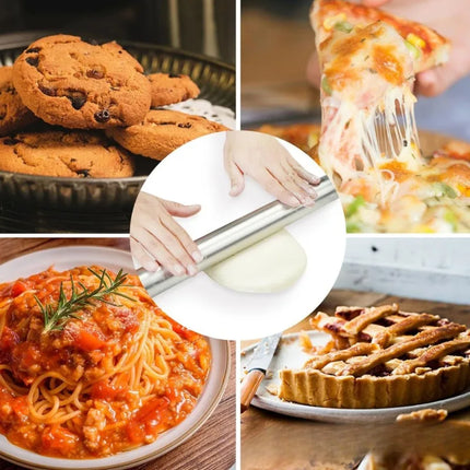 20/25/30cm Stainless Steel Non-Stick Rolling Roller Dough Bake Pizza Pastry Embossed Roller Surface Rolling Pin Kitchen Utensils