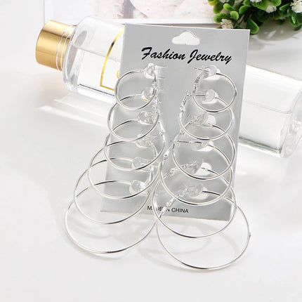 12Pairs/6Pairs Simple Punk Hoop Earrings Set Big Circle Earrings Jewelry for Women Girls Ear Hoops Earring Round Oversized