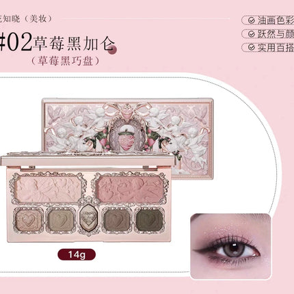 Flower Knows Strawberry Cupid Collection Matte Glitter Shimmer Eyeshadow Face Palette Highlight Blush Longlasting Makeup Palette