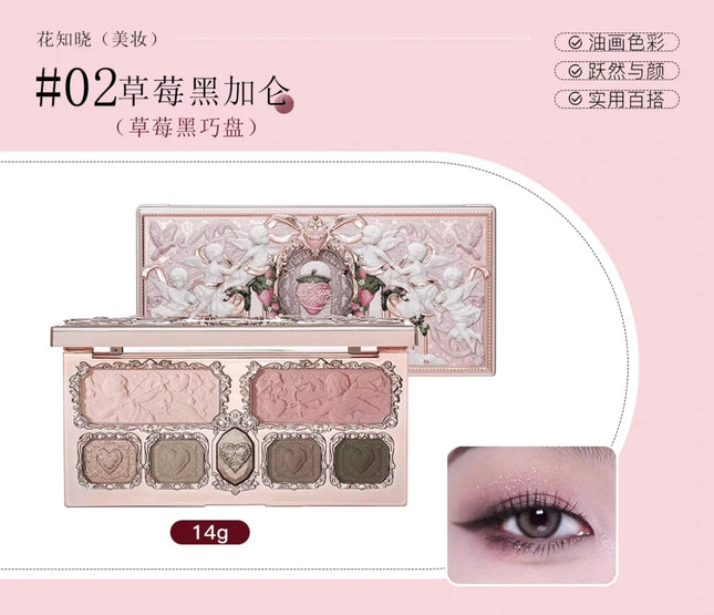 Flower Knows Strawberry Cupid Collection Matte Glitter Shimmer Eyeshadow Face Palette Highlight Blush Longlasting Makeup Palette