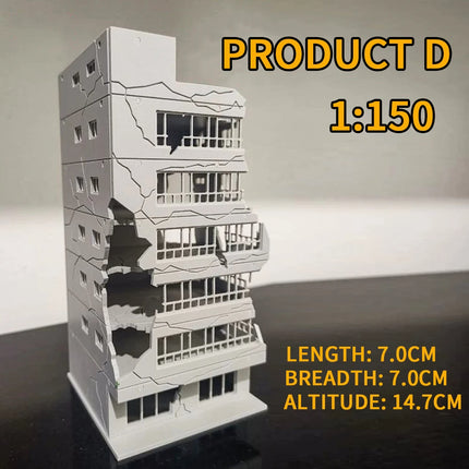1:150 1:100 N Scale Battle Damaged Building Assembly Model Toys Military Scene Layout Materials Diorama Kits 1Pcs
