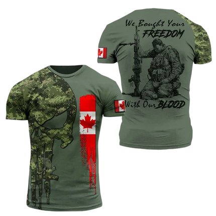 Canada Flag T Shirt Men Maple Emblem Camouflage Tops Pop 3D Jungle Camo Print Proud of Canadian T-shirt Beige Field Short Sleeve