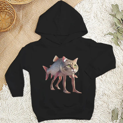 Funny Cappuccino Assassino Children Hoodies Boys Girls Funny Italian Brainrot Print Long Sleeve Hooded Top Kid Humor Sweatshirts