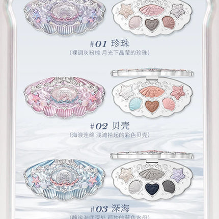 Flower Knows Shell Pearl Collection 6Colors Matte Pearl Sea Eyeshadow Palette Metallic High-Pigment Long-lasting Eye Makeup