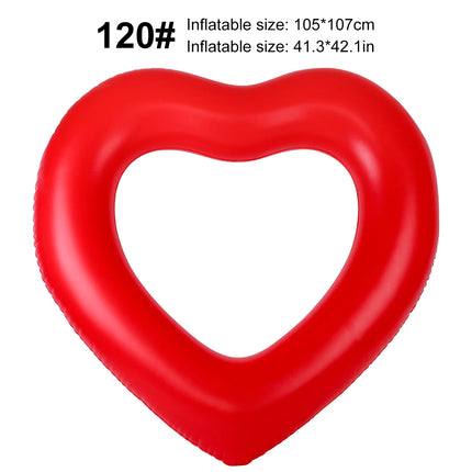 1PC Heart Shaped Inflatable Swim Ring, Float Water for Pool and Beach, Unique Summer Design Material Fun Outdoor
