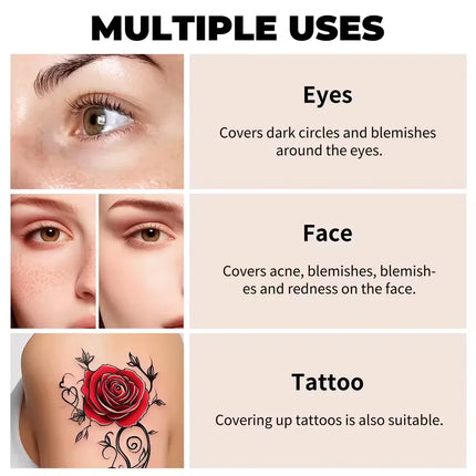 1pcs 3-Color Concealer Waterproof Full Coverage Concealer Professionally Cover Dark Circles Around Eyes and Face for All Skin