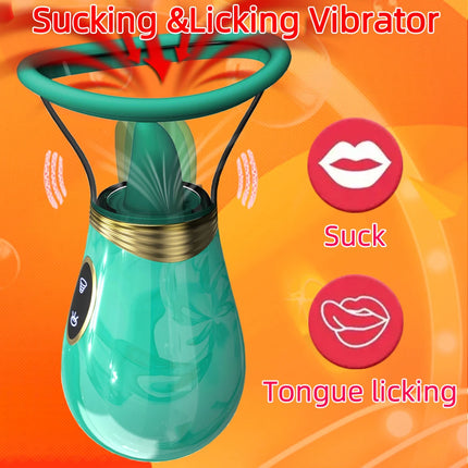 Sucking Licking Vibrator 2 in 1 Tongue Licking Clitoris Nipples Sucker Massager for Women Vacuum Stimulator Sex Toys Adult Goods