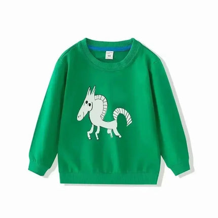 Full Sleeve Kids Sweatshirts 2024 Autumn Pullover Tops Boys Hoodie Girls Shirts Cotton Baby Clothing Cartoon Print Children Tees