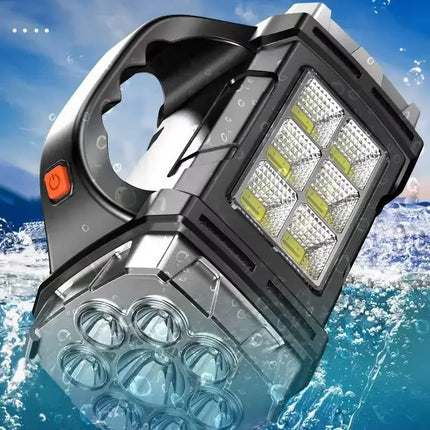 New Upgrade Rechargeable High Power Solar LED COB Flashlight With Power Bank Waterproof Multifunctional Hand Lamp For Outdoor