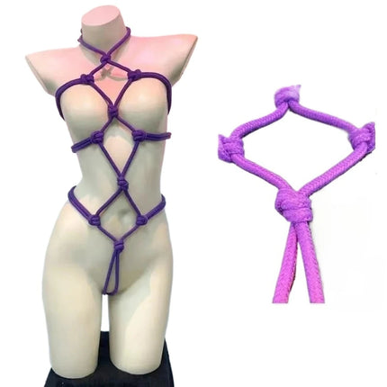 Adjustable Erotic Lingerie Set Sexy Bondage BDSM Open-Crotch Lingerie Perspective Temptation Rope Bodysuit Erotic Accessories