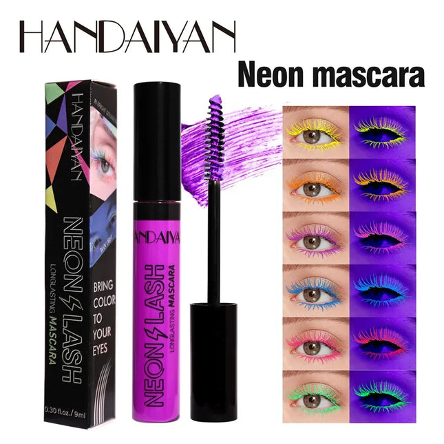 Fluorescence Mascara Waterproof No Blooming Fast Dry Colorful Neon Eyelashes Curling Yellow Blue Lengthens Eye Lashes Cosmetics