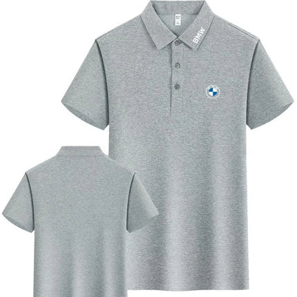BMW T-Shirt Solid Color Lapel Short-Sleeved Polo Shirt Pure Cotton High-End Fashion Trend Unisex Classic Logo Harajuku Summer