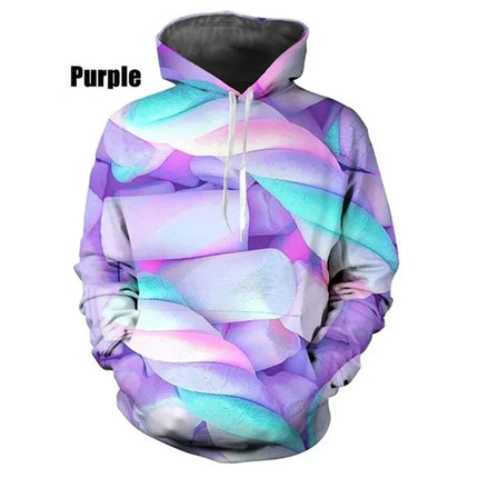 Candy Sugar Graphic Pop Hoodies For Men 3D Sweets Printed Unisex Couple Sweatshirts Kid Cute Pullovers Women Y2k Harajuku Hoodie