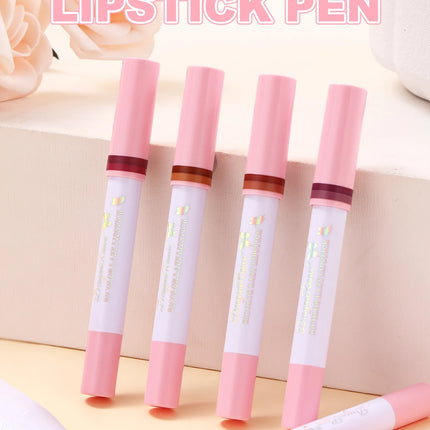 Two-Color Lipstick Pen, Matte Matte Finish, Long-Lasting Makeup Effect, Two-Color, Delicate, Waterproof, Non-Fading Lip Gloss, Natural and Easy to Apply Lipstick
